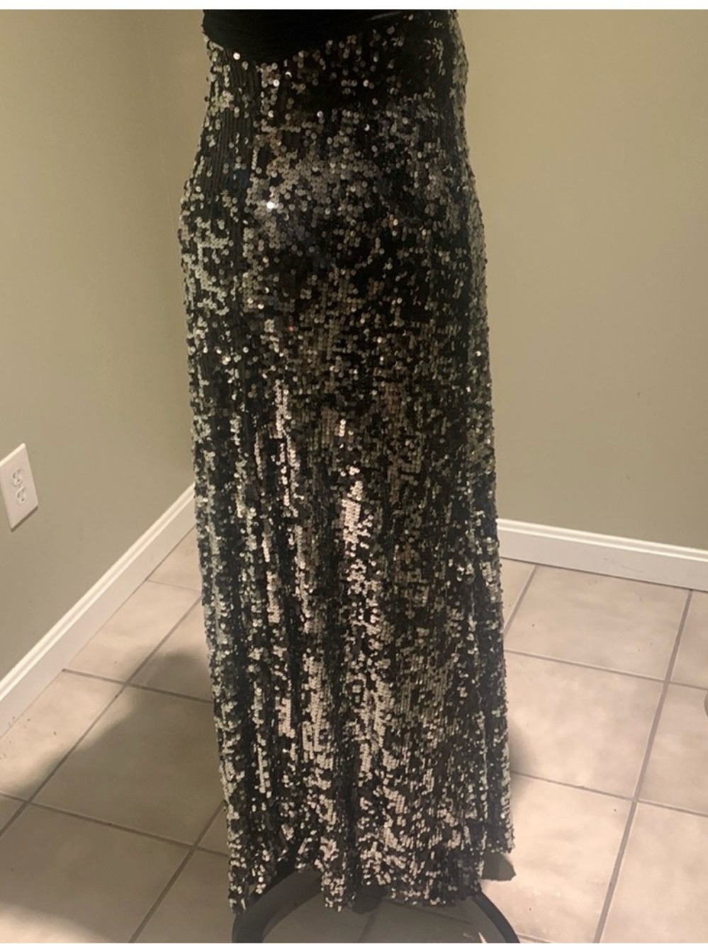 Xtraordinary Black Silver Sequin Strapless Formal Gown/ Prom Gown Dress M - Picture 6 of 8